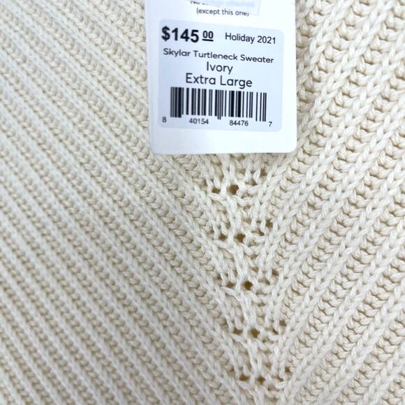 Marine Layer Cotton Wool Skylar Turtleneck Sweater Ivory XL NWT - Picture 6 of 9